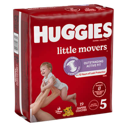 Huggies Little Movers Baby Diapers, Size 5 (27+ lbs), 19 Ct
