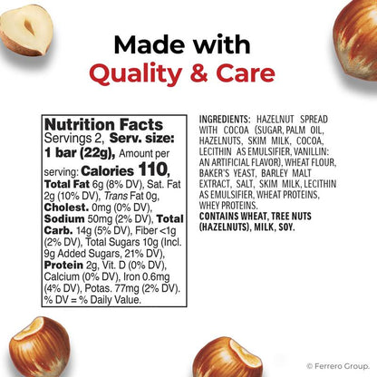 Nutella B-ready, 2 Snack Bars, Hazelnut Spread with Cocoa, Individually Wrapped, Snack Bar Pack