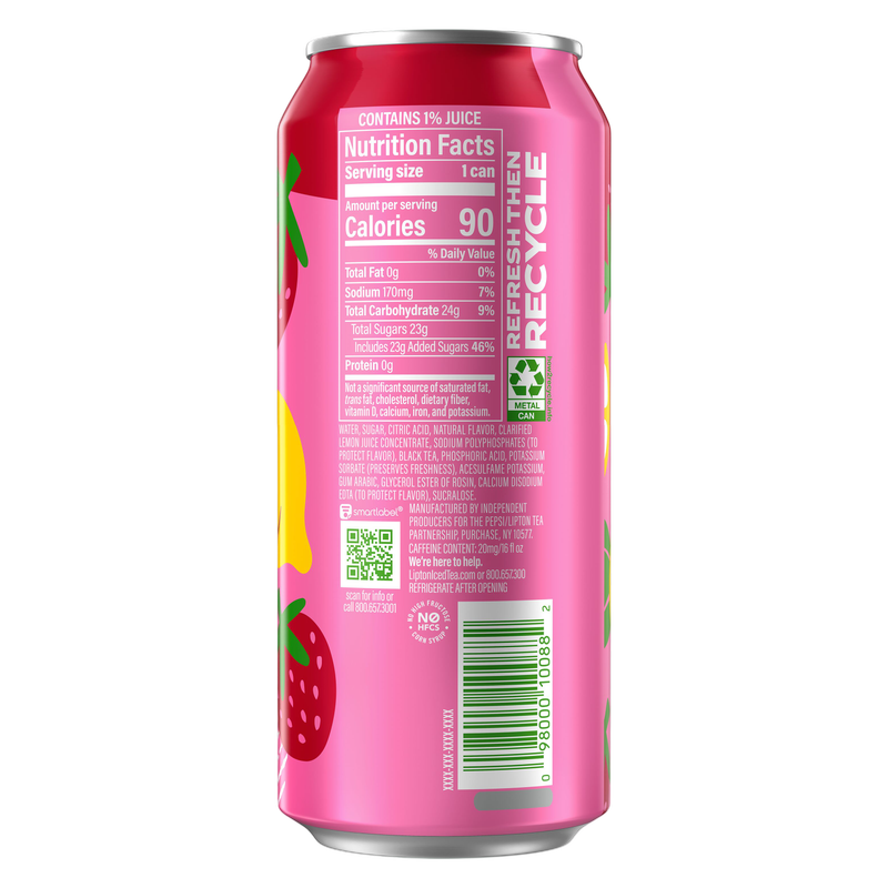 Lipton Fusions Strawberry Lemonade 16oz Can