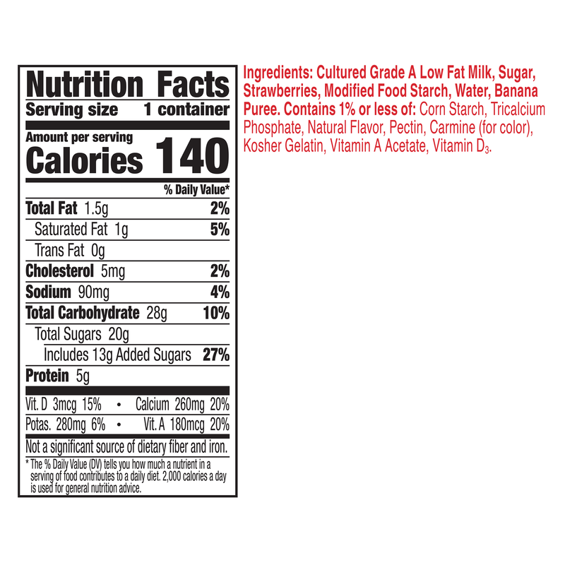 Yoplait Original Strawberry Banana Yogurt - 6oz