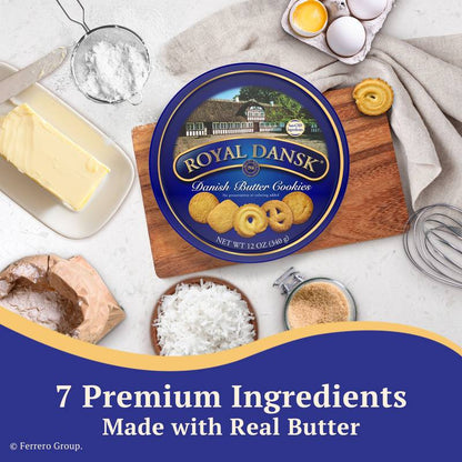 Royal Dansk Danish Butter Cookie Selection, Authentic Assortment of Original Butter Cookies, 12 oz tin