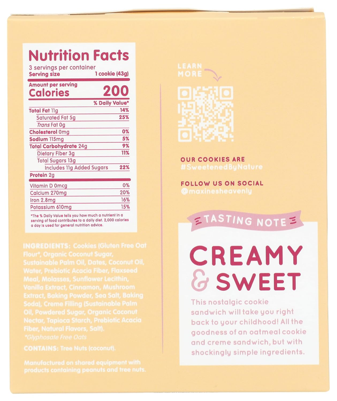 Maxine's Heavenly Oatmeal Creme Sandwich Cookie, 4.6 oz