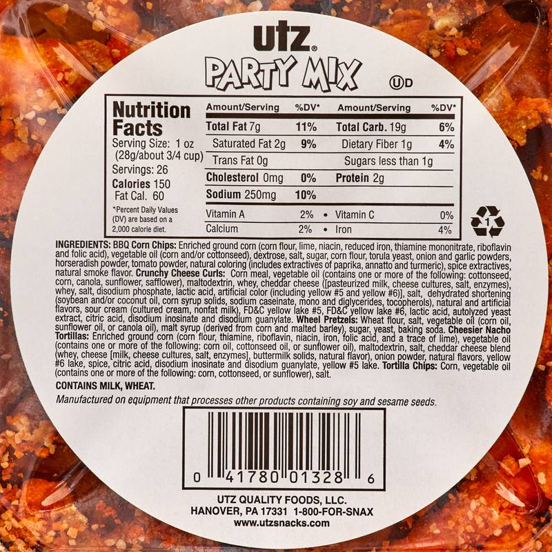 Utz Party Mix Barrel 26oz