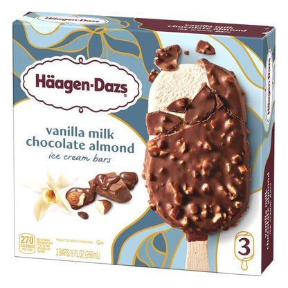 Haagen Dazs Vanilla Milk Chocolate Almond Ice Cream Bars, 3ct