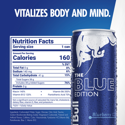 Red Bull Energy Drink The Blue Edition Blueberry 12oz Can