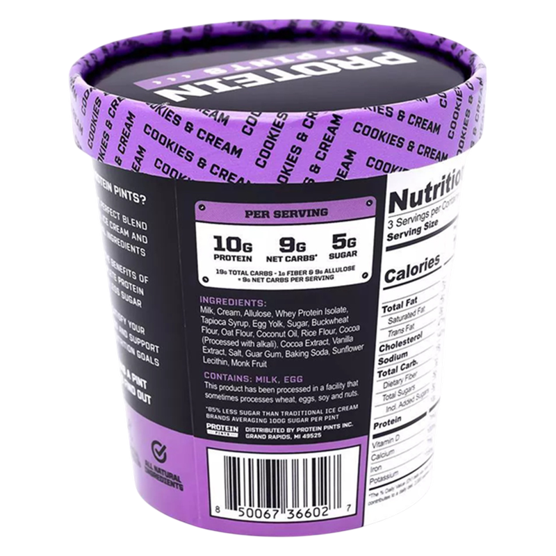 Protein Pints Cookies & Cream Protein Ice Cream 16oz