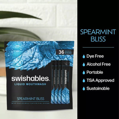 Swishables Liquid Mouthwash Spearmint, 36 Pack