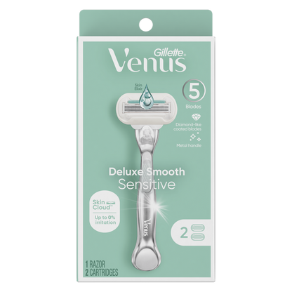 Venus Deluxe Smooth Sensitive Women's Razor + 2 Razor Blade Refills