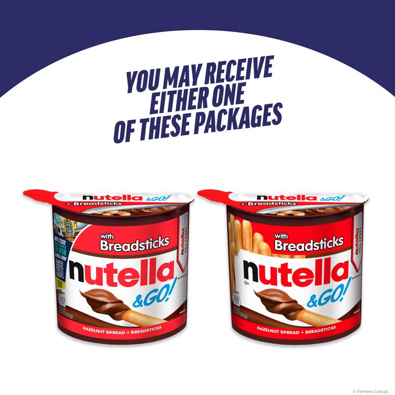 Nutella & GO! Hazelnut and Cocoa Spread with Breadsticks, Snack Cup, 1.8 oz