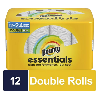 Bounty 12ct Essentials, Select-A-Size, Paper Towels, White, Double Rolls