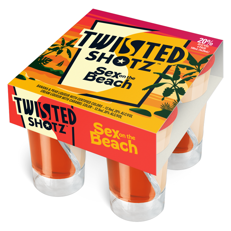 Twisted Shotz Sex On The Beach 4pk 25ml Shotz