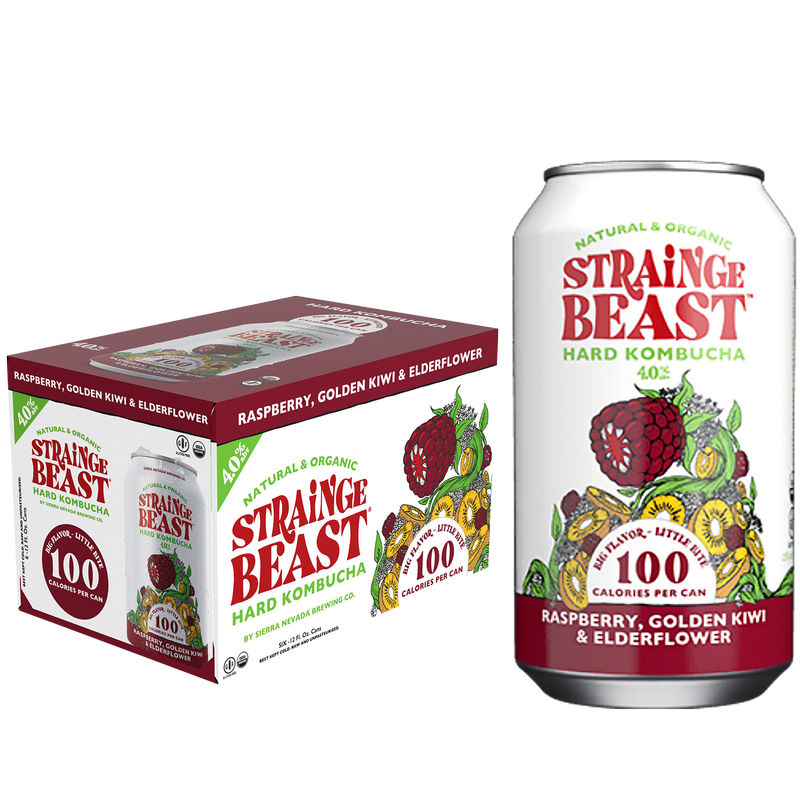 Strainge Beast Raspberry Golden Kiwi Elderflower Kombucha 6pk 12oz