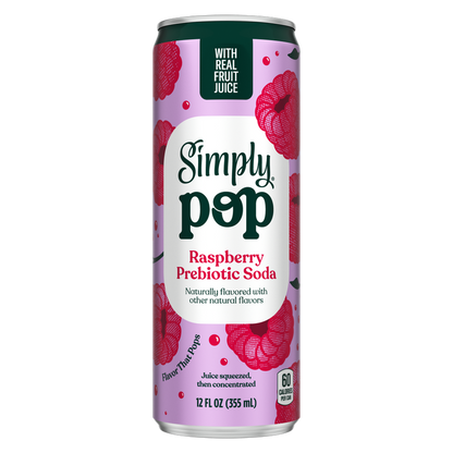 Simply Pop Raspberry Prebiotic Soda 12oz Can