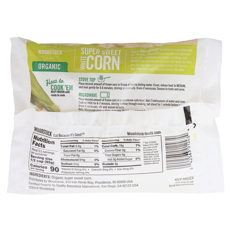 Woodstock Frozen Organic Supersweet White Corn 10oz