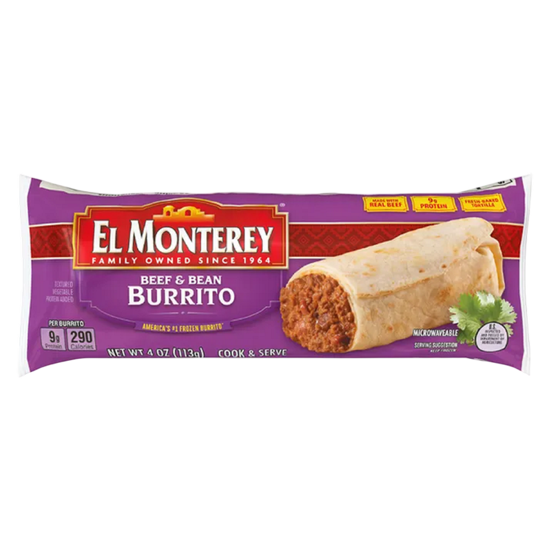 El Monterey Beef & Bean Frozen Burrito 4oz