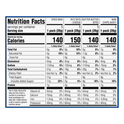 Nabisco Classic Mix Variety Pack, OREO, CHIPS AHOY!, Nutter Butter, RITZ Bits Cheese, 20 Snack Packs