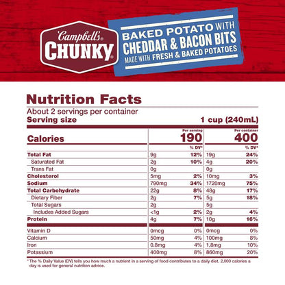 Campbell’s Baked Potato with Cheddar and Bacon Bits Chunky Soup, 18.8oz