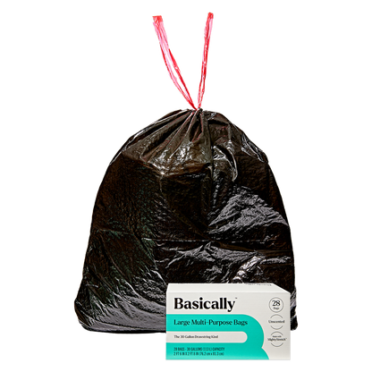Basically 28ct MightyStretch 30 Gallon Multi-Purpose Bags
