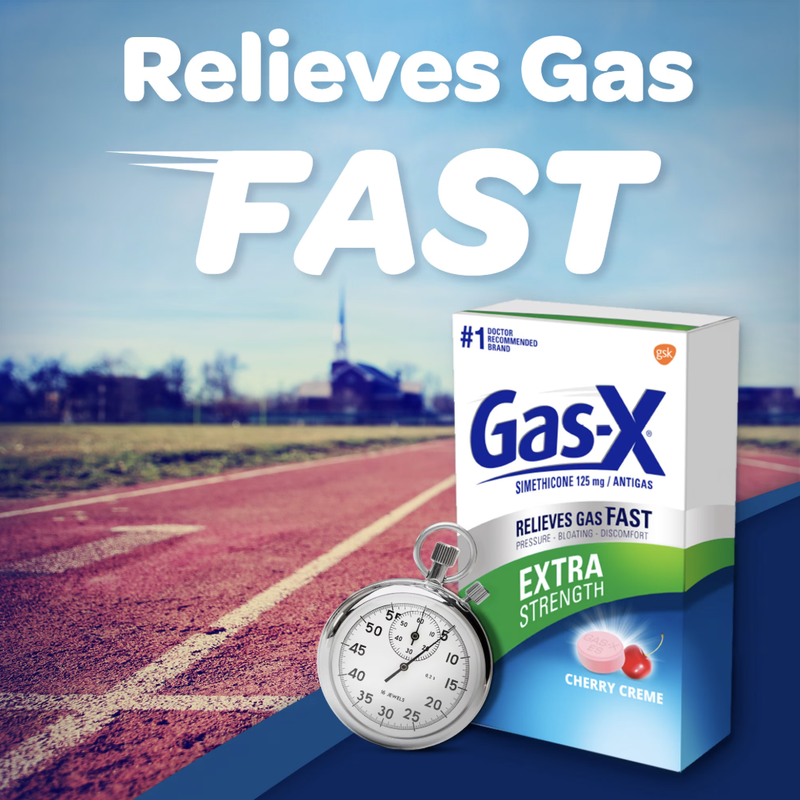 Gas-X Extra Strength Chewable Gas Relief Tablets with Simethicone 125 mg, Cherry - 18 Count