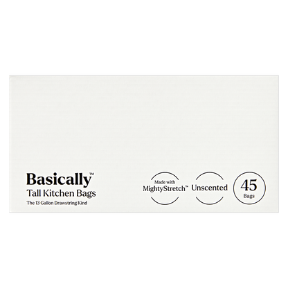 Basically 45ct MightyStretch 13 Gallon Tall Kitchen Bags