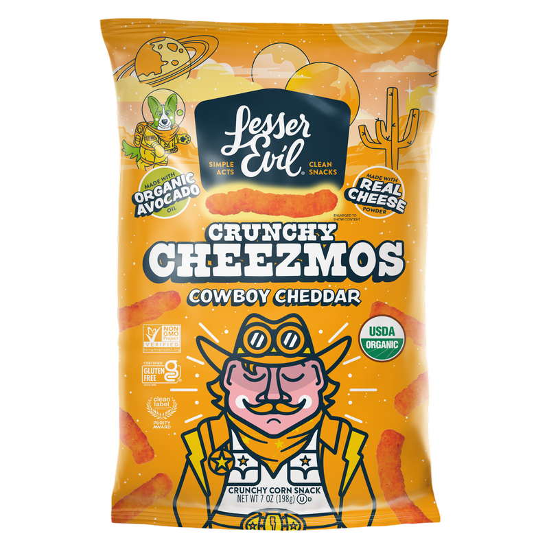 LesserEvil Crunch Cheezmos Cowboy Cheddar, 7oz