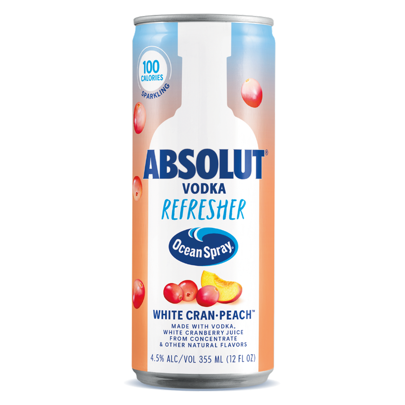 Absolut Vodka Refreshers White Cranberry Peach 12oz Can