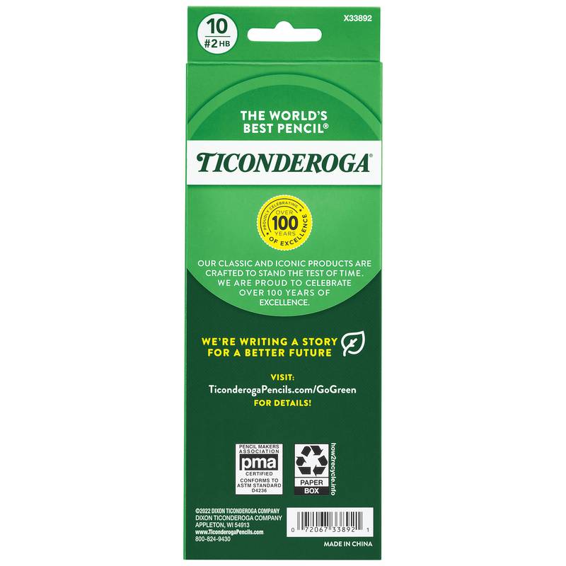 Ticonderoga #2 Pre-Sharpened Pencils, Yellow, 10 ct