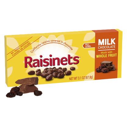 Raisinets Milk-Chocolate-Covered California Raisins, Movie Theater Candy Box, 3.1 oz