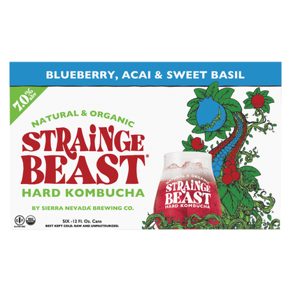 Strainge Beast Hard Kombucha Blueberry Acai Sweet Basil 6pk 12oz Can