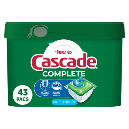 Cascade Complete Pods ActionPacs Dishwasher Detergent Fresh 43ct
