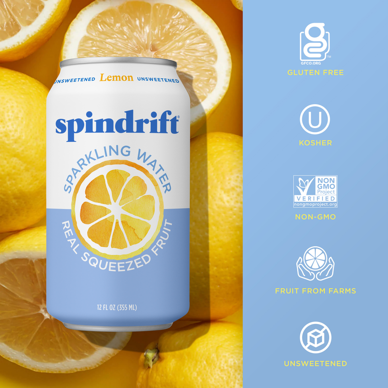 Spindrift Lemon Sparkling Water 8pk 12oz can