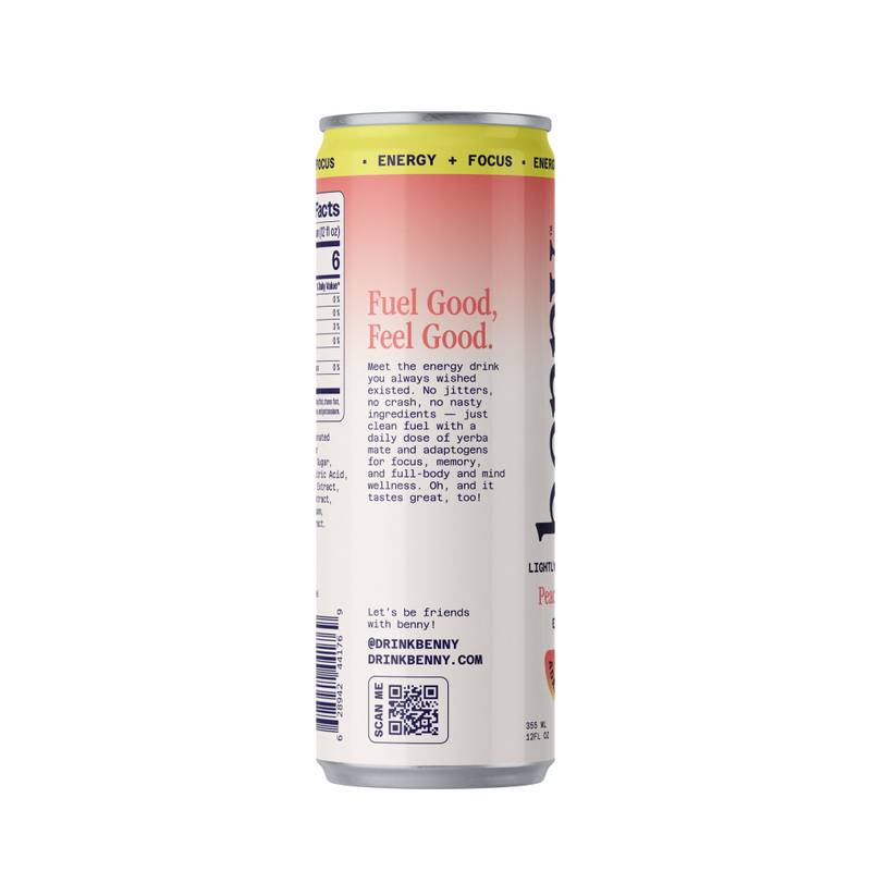 Benny Everyday Energy Peach Lychee 12oz Can