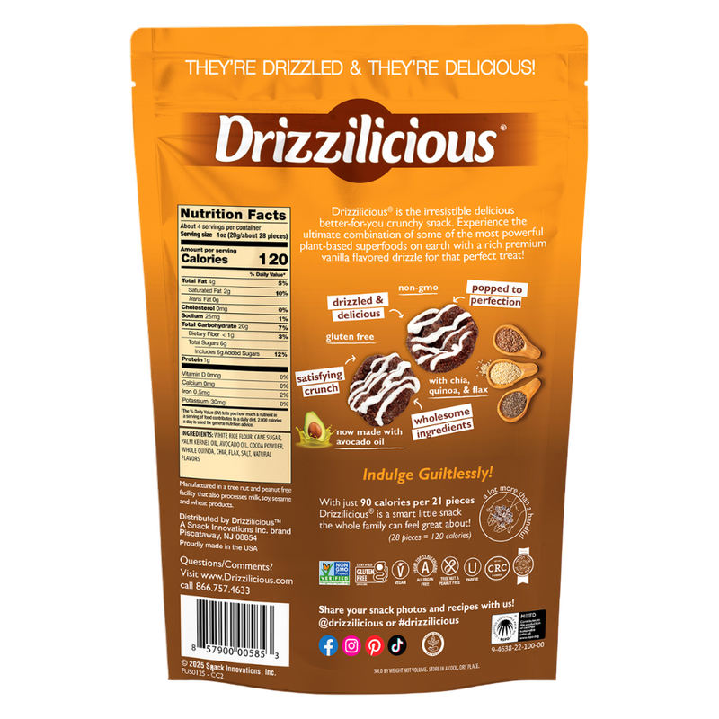 Drizzilicious Drizzled Cookies & Cream Mini Rice Cake, 4oz