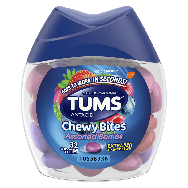 Tums Extra Strength Antacid Chewy Bites Assorted Berries 32ct