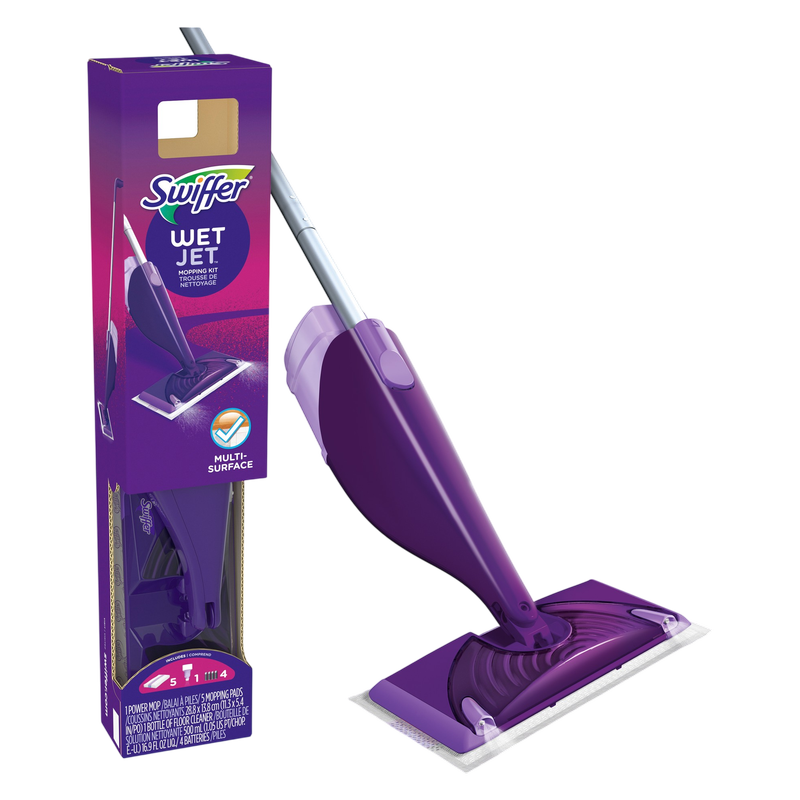 Swiffer WetJet Floor Mop Starter Kit (1 Spray Mop, 5 Mopping Pads, 1 Floor Cleaner Liquid Solution)