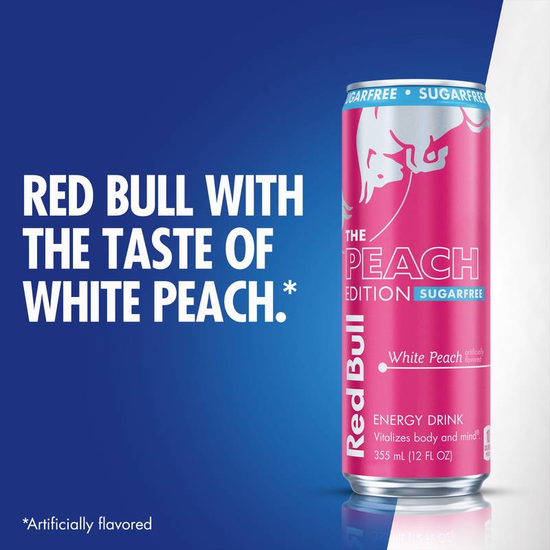 Red Bull Sugar Free White Peach Edition White Peach Energy Drink 12oz Can