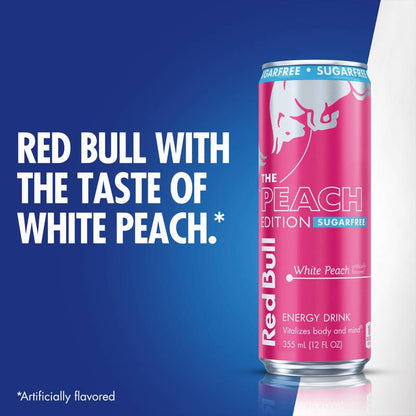 Red Bull Sugar Free White Peach Edition White Peach Energy Drink 12oz Can