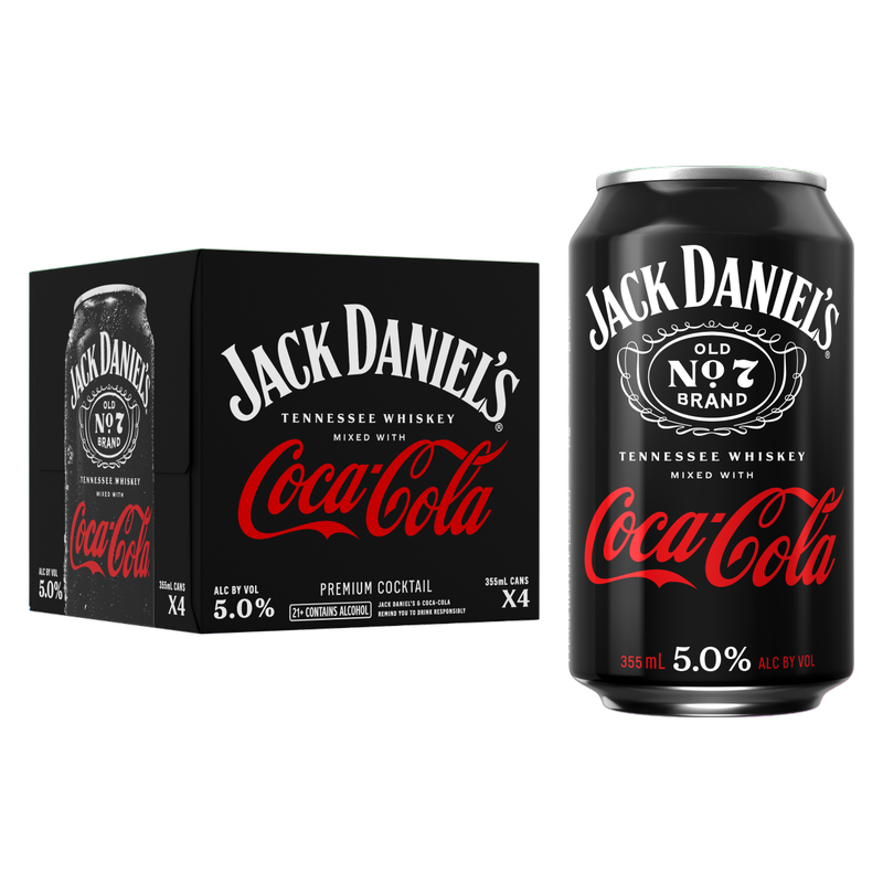 Jack Daniel's & Coca-Cola 4pk 355ml Can 5% ABV