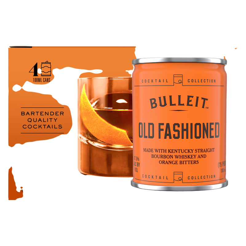 Bulleit Old Fashioned Cocktail, 100 mL Cans, 4 Pack