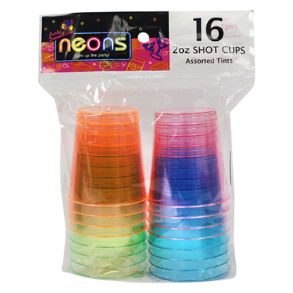 Party Dimensions Neon Colored Plastic 2oz Shot Cups 16ct
