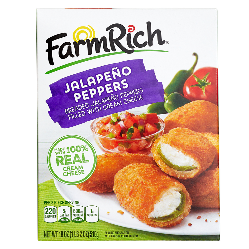 Farm Rich Frozen Breaded Jalapeno Peppers Stuffed with Real Cream Cheese 18oz