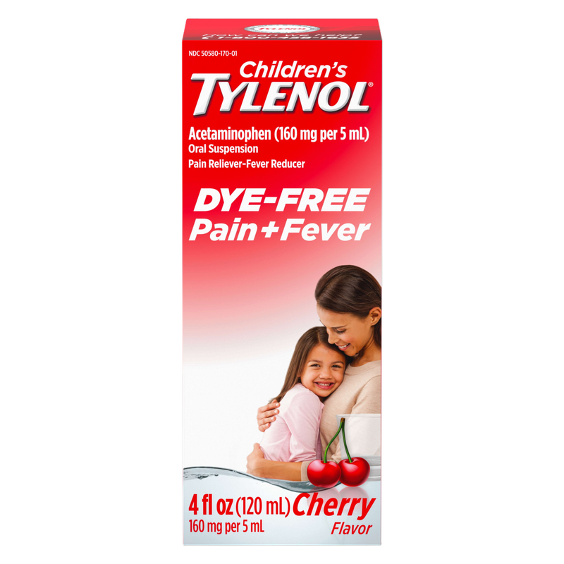 Children's Tylenol Pain & Fever Reducer Liquid, Dye-Free Cherry, 4 oz