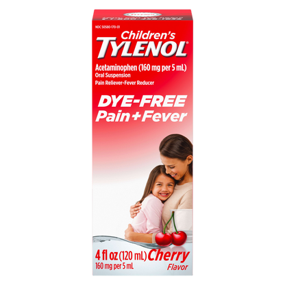 Children's Tylenol Pain & Fever Reducer Liquid, Dye-Free Cherry, 4 oz