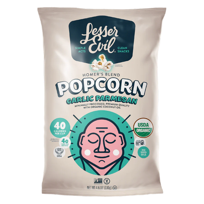 LesserEvil Organic Popcorn, Garlic Parmesan 4.6oz