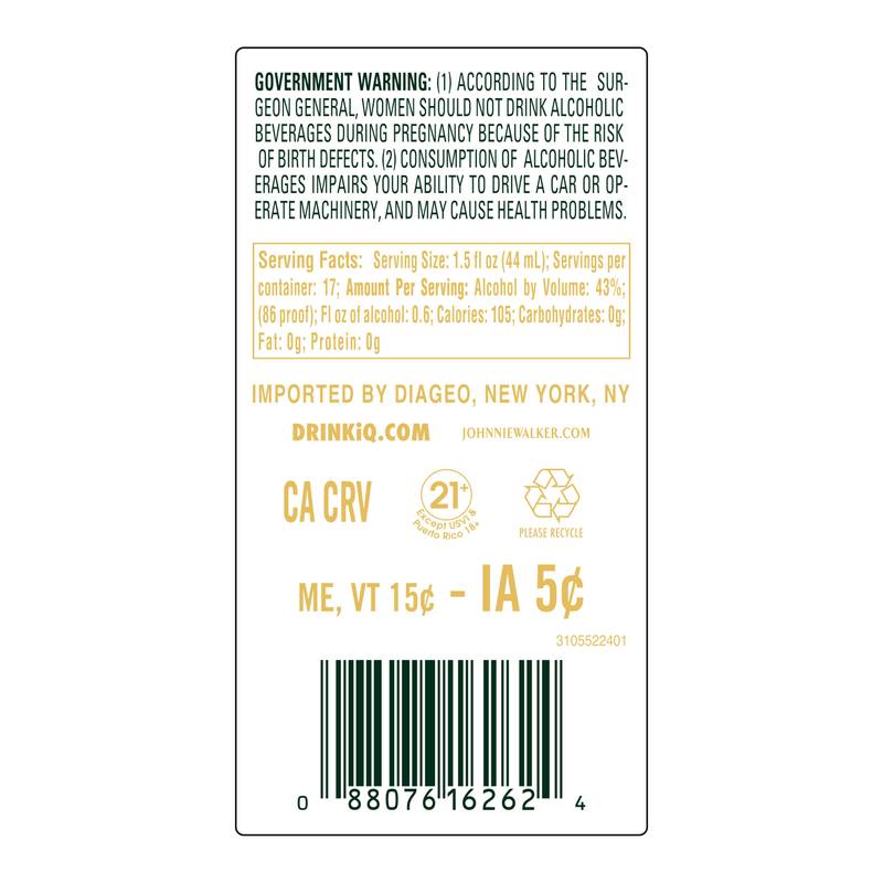 govern herbicide label Johnnie Walker Green Label Scotch 750ml
