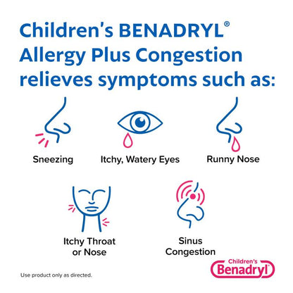 Children's Benadryl Allergy Plus Congestion Grape Flavor Liquid 4 oz