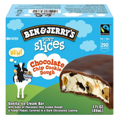 Ben & Jerry's Chocolate Chip Cookie Dough Pint Slices 3ct 9oz