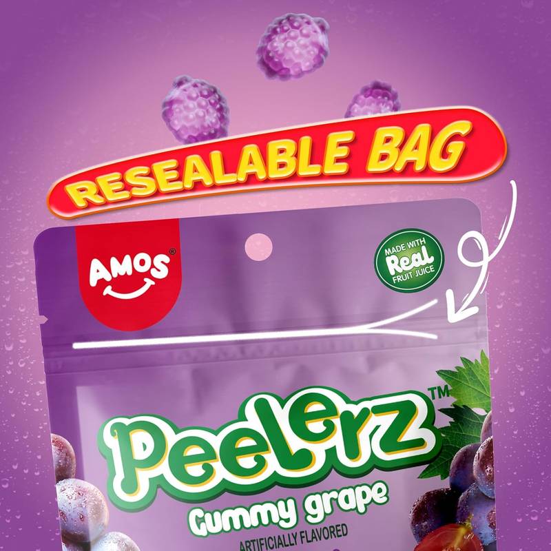 Amos Peelerz Gummy Grape, 6 oz - Amos Peelerz – BevMo!