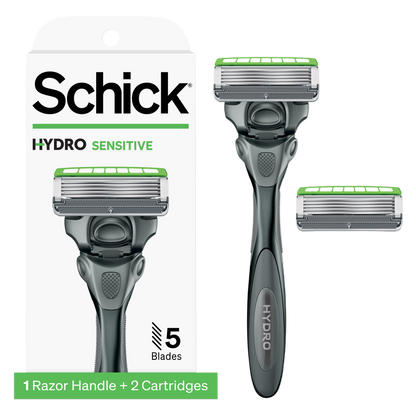 Schick Hydro 5 Blade Sensitive Skin Razor for Men and 2 Razor Refills