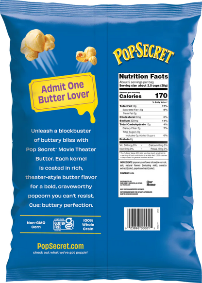 Pop-Secret Ready to Eat Popcorn, Movie Theater Butter, 5.5oz
